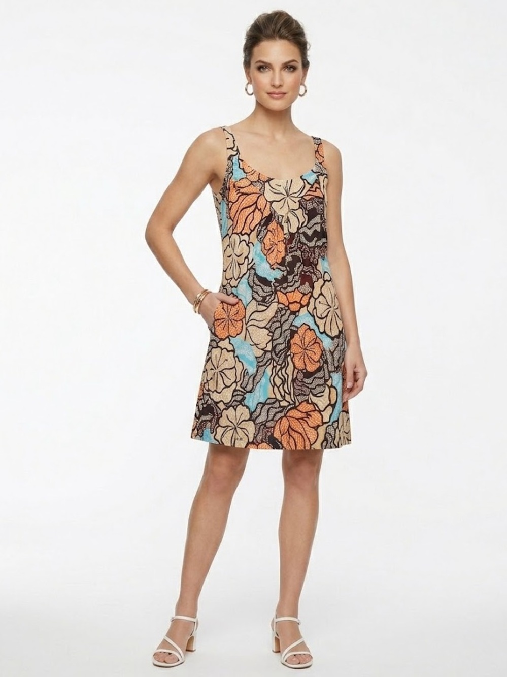 Diane von Furstenberg DVF Silk Floral Sleeveless Shift Dress with Pockets Size 2